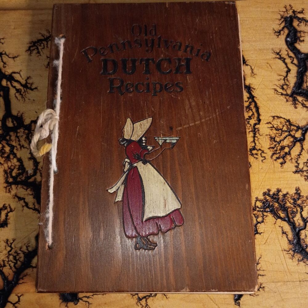 Vintage1936 Pennsylvania Dutch Cookbook Wood Cover Three Mountaineers Cord Bound